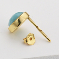 Boucles d'oreilles clous classiques en pierres précieuses, cadeau, bijoux authentiques en larimar, boucles d'oreilles bleues en argent sterling 925 pour femmes, vente en gros