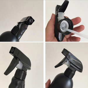 Bouteilles de pulvérisation en plastique noir de 500ml rechargeables vides réutilisables pour nettoyer l'eau cuisine bain beauté cheveux - Product Image 5