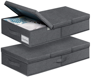 The Bed <b>Storage</b> Containers 6 Inch High 2 Pack Flat <b>Storage</b> Bins With Lids, Large <b>Clothes</b> <b>Storage</b> Sturdy Structure - Product Image 1