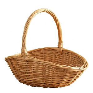 Cestas de mimbre ovaladas para flores, frutas, regalos para bebés, cestas de regalo tejidas con asa - Product Image 1