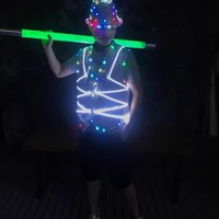 Красочный светодиодный жилет с пайетками для вечеринок, ночных клубов, баров, светящийся белый полиэстеровый костюм унисекс для Хэллоуина и Рождества