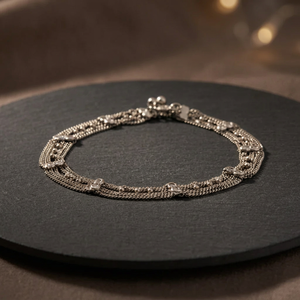 Tobillera Clásica de Plata 925 Chapada en Oro con Piedra Natural Tallada en Forma de Corazón, Engaste de Garra, Diseño Geométrico Delicado, Joyería para Uso Diario de Mujer - Product Image 3