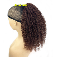 Queue de cheval synthétique bouclée afro de 12 pouces, brun noir, courte, facile à porter pour un usage quotidien