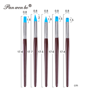 Outil de sculpture en argile 5 pièces pointe en caoutchouc brosses en silicone poterie argile stylo façonnage outils de sculpture avec manche en bois - Product Image 2
