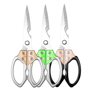 <b>Kitchen</b> <b>Scissors</b> Stainless Steel Straight Head Multi Purpose For Home Use Gold Green Black - Product Image 3