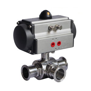 COVNA วาล์วบอล 3 ทาง แบบ Tri-Clamp สแตนเลส 304 สำหรับงานสุขาภิบาล ควบคุมด้วยลม สำหรับอาหาร - Product Image 1