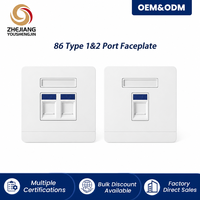 Plaque frontale de type 86 à un ou deux ports avec cache anti-poussière et fenêtre pour module RJ45