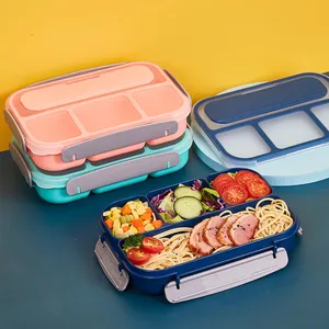 C691Factory Großhandel 4-fach tragbare luftdichte Lebensmittel behälter Mode Kinder Bento Lunch Box Lebensmittel qualität Kunststoff Bento Box