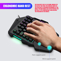 Honcam Clavier de jeu à une main RVB rétroéclairé 35 touches Mini clavier de jeu portable Contrôleur de jeu ergonomique pour PC Gamer