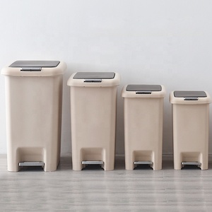 Cubo de basura rectangular moderno para cocina, baño, basura, papel de desecho, cubo de basura interior con tapa de prensa, 8, 10, 15, 20l, blanco - Product Image 6