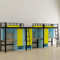 Lit superposé moderne en fer pour trois personnes avec bureau intégré, design réglable, pour dortoirs scolaires et usage commercial, fabriqué en Chine