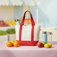 Sacs de courses écologiques personnalisables – Sacs fourre-tout réutilisables en polyester et coton avec logo, poche avant et poignée épaule