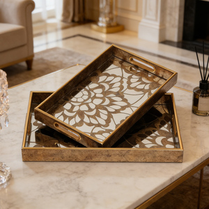 Custom Luxury <strong>Rectangular</strong> <strong>Mirror</strong> <strong>Tray</strong> Set Gold Decorative Vanity Serving <strong>Tray</strong> for Hotel Home - Product Image 4