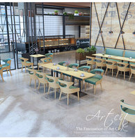 Ensemble de salle à manger moderne 5 pièces - Chaises à cadre en bois avec coussin turquoise + Table carrée pour café/restaurant
