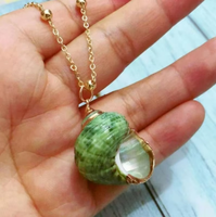 Collier pendentif coquillage délicat en chaîne de perles plaqué or, style hawaïen, bijoux naturels en coquillages pour femmes