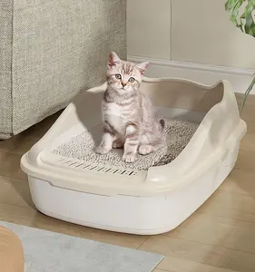 गर्म बिक्री वाले ठोस बड़े वियोज्य एंटी-स्पलैश बिल्ली शौचालय कूड़े का डिब्बा और बिल्लियों के लिए स्कूप सेट