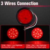 Feux arrière de remorque ronds à LED de 4 pouces, 12 LED, feux de freinage, clignotants avec œillets et fils à 3 broches, étanches IP67