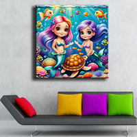 Kit Mosaik DIY Putri Duyung Laut Kartun Lukisan Berlian Persegi Resin Bulat Full Drill untuk Dewasa Dekorasi Rumah Kreatif ASF2914