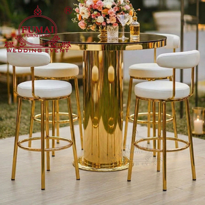 Tabouret de bar moderne doré en métal pour extérieur, pour restaurant - Product Image 6