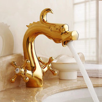 Robinet de lavabo de salle de bain au design rétro de dragon, robinets en cuivre, mélangeur d'eau en laiton