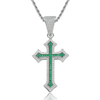 Collier tendance Hip-Hop avec pendentif croix coloré personnalisé, micro-incrusté de zircon, chaîne en corde, pour hommes et femmes