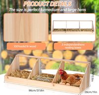 JQ Boîtes de ponte polyvalentes à 3 compartiments pour poules, nichoirs en bois triples pour canards et volailles