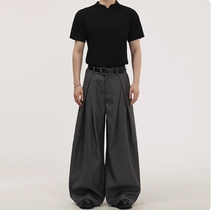 <span class=keywords><strong>Pantaloni</strong></span> Lunghi da <span class=keywords><strong>Uomo</strong></span> Casual a Gamba Larga, a Vita Media, Leggeri, Non Stirabili, con Pieghe Tridimensionali e Vestibilità Ampia - Product Image 2