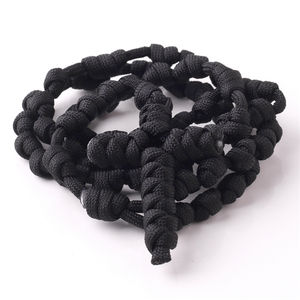 Rosario Cattolico Artigianale <span class=keywords><strong>in</strong></span> <span class=keywords><strong>Corda</strong></span> Nera Intrecciata con Nodo a Croce per Uomo - Product Image 5