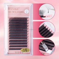 DANIKE Premade Easy Fans 6D W Extension de cils 0.07mm D Curl Mix Longueur 100% Fans de volume super doux faits à la main
