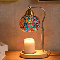 Lampe chauffe-bougie mosaïque lumineuse avec minuterie, lumière à intensité variable, globe en verre, base antique, décoration festive pour nouvelle maison, cuisine, bureau