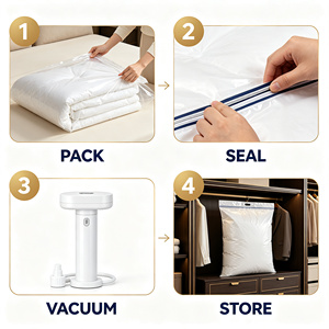 Ensemble de sacs de rangement sous vide portables pour vêtements, organisateur de vêtements PA PE pour la maison, le placard et les voyages - Product Image 5