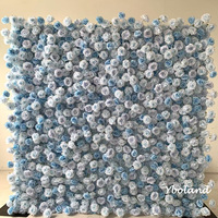 Backdrop Dinding Bunga Sutra Putih Biru Muda K2, Dinding Bunga Simulasi 3D untuk Dekorasi Latar Belakang Acara Pernikahan dan Photo Booth