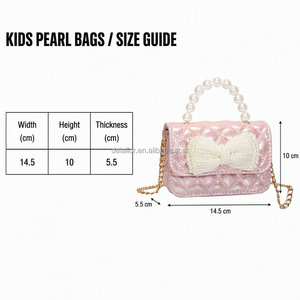 Sacs à main de créateur de <span class=keywords><strong>marque</strong></span>, sac à bandoulière mini en cuir PU de luxe pour enfants et filles, poignée perlée, nœud papillon, sac de soirée avec rabat, AQL 1.0 - Product Image 4