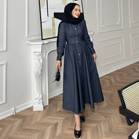 Haute qualité automne grande taille Jeans robes femmes décontracté col rabattu lavé longues Maxi robes femmes Denim robe