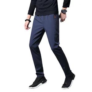 Pantaloni Casual da uomo taglie forti elasticizzati Slim Fit elastico a vita media pantaloni classici blu <span class=keywords><strong>grigio</strong></span> marca nera - Product Image 3