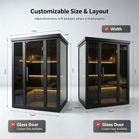 Desain Modern Sauna Kering Kayu Indoor-Outdoor Kombinasi Shower dengan Tungku Inframerah Jauh, Sauna Hibrida Luar Ruangan Berkualitas Tinggi