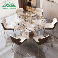 Table à manger extensible rotative de luxe Wayon en pierre frittée, table transformable moderne de ronde à carrée pour petite maison de luxe