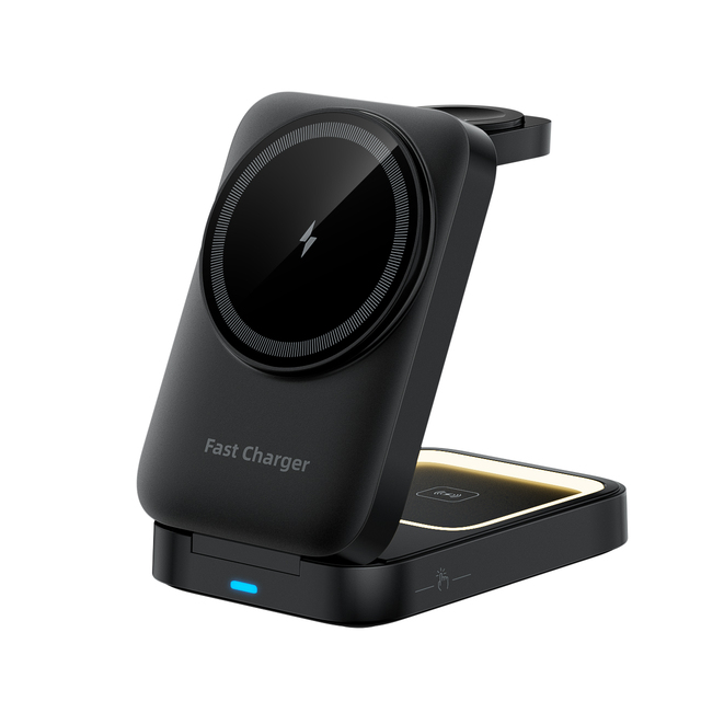 3-in-1 Foldable Magnetic Wireless Charger, 15W Fast Charging Station, Portable Fast Charging Stand for iPhone 17-12 Series