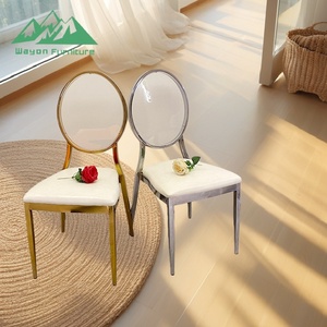 Wayon Luxury Gold &amp; Silver Napoleon Banquet Chair, Metal Bamboo Wedding Chair with Round Backrest for Hotel Crystal <strong>Hall</strong> - Product Image 4
