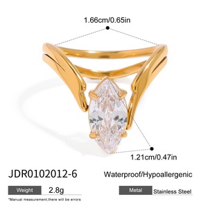 ชุดชุบทอง18K ทำจากสเตนเลสที่ทันสมัยแหวนเปิดรูปทรงกลมสำหรับเจ้าหญิง - Product Image 5