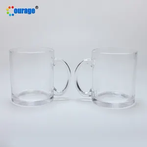 Tasse transparente pour sublimation, en verre d'épaisseur 11oz, livraison gratuite
