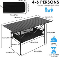 WoQi table pliante japonaise réglable en hauteur, grand poteau pliable en aluminium de luxe bureau de camping