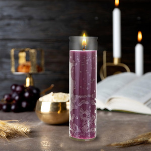 Vente en gros Bougies bocal en verre Hoodoo 8 pouces couleur rouge 7 jours Bougies bon marché populaire église funéraire tombe commémorative bougies religieuses en stock - Product Image 6