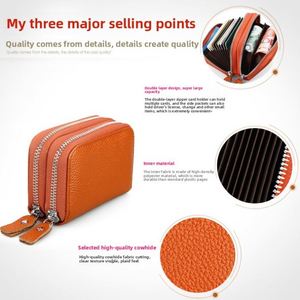 Factory Direct DoubleLayered RFIDBlocking DoubleDeck Leather Card Holder with Coin <b>Purse</b> Korean Style - Product Image 2