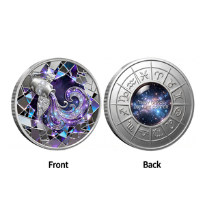 Nouvelle Arrivée Pièce Commémorative Ronde en Cuivre Fin 999 de 1 oz avec Impression UV, Motif Aquarius Porte-eau et 12 Signes Astrologiques sur l'Envers - Product Image 2