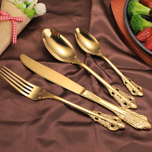 Juego de Cubiertos de Lujo Baroque Royal 24, Juego de Cubiertos de Acero <span class=keywords><strong>Inoxidable</strong></span> 18/10, Cubiertos Dorados para Boda - Product Image 2