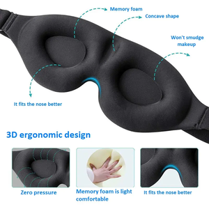Masque de sommeil occultant de haute qualité, masque de nuit anti-lumière 3D profilé, <span class=keywords><strong>bandeau</strong></span> doux ajustable gris - Product Image 6