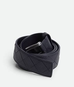 Cinturón de Cuero Genuino para Hombre Bottega BV, Hebilla Giratoria Reversible, Tejido Intreccio Completo, Estilo Formal de Lujo, Diseño Veneta - Product Image 4
