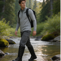 Bottes de randonnée montantes pour hommes, à semelle épaisse, avec lacets et fermeture éclair latérale, antidérapantes, résistantes à l'usure, en cuir véritable et respirantes