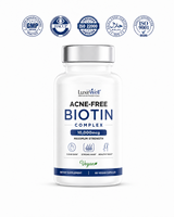 Vente en gros de capsules de biotine pure 5000 mcg pour femmes et hommes adultes, croissance des cheveux, ongles et peau sains, complément beauté, vitamines